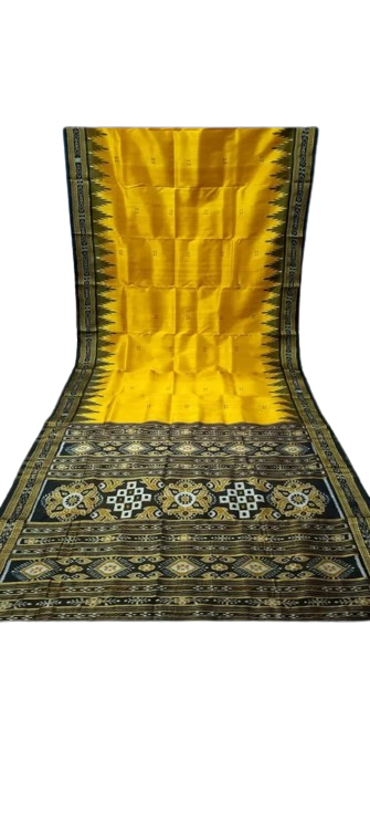 Sambalpuri Ikat Saree - Yellow & Black