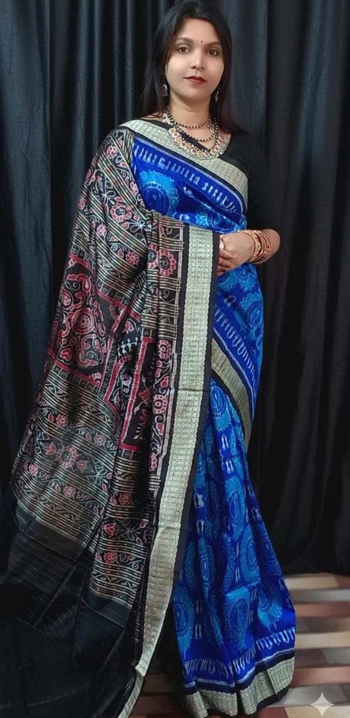 Sambalpuri Silk Saree - Royal Blue