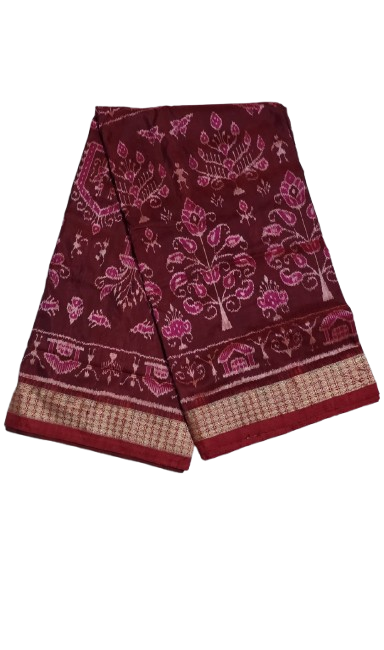Sambalpuri Ikat Saree - Maroon Tree Motif