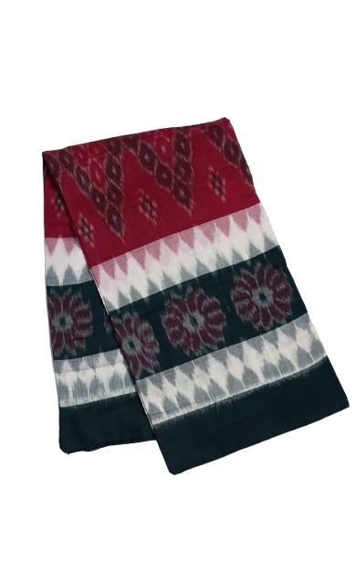 Sambalpuri Pasapali Saree - Red & Black