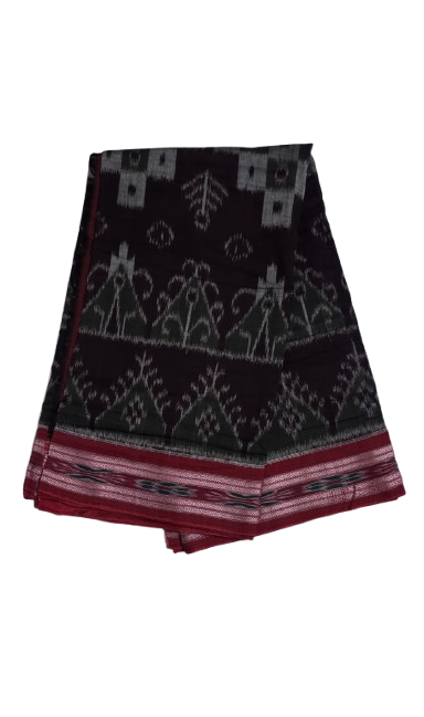 Sambalpuri Ikat Saree - Black & Maroon
