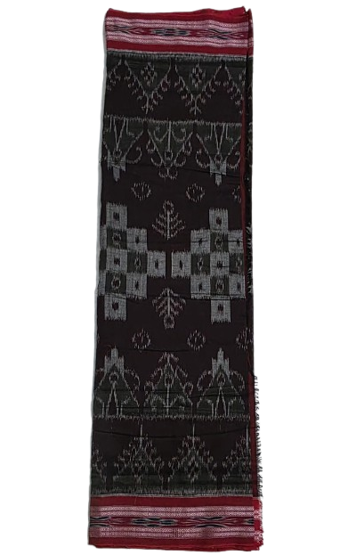Sambalpuri Ikat Saree - Black & Maroon