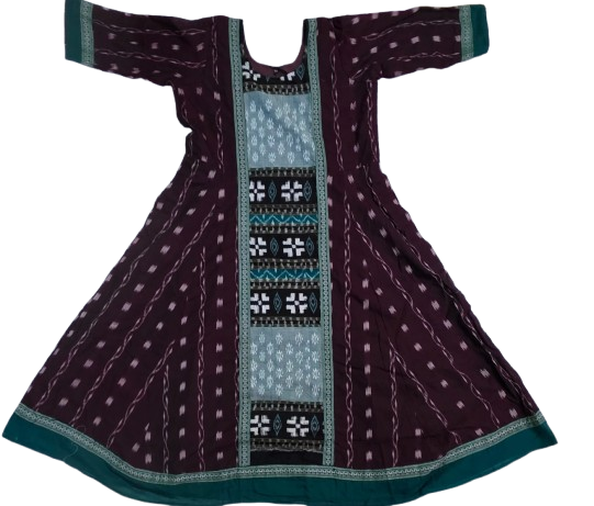Sambalpuri Ikat Frock (Girls) - Maroon