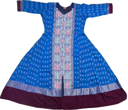 Sambalpuri Ikat Frock (Girls) - Blue