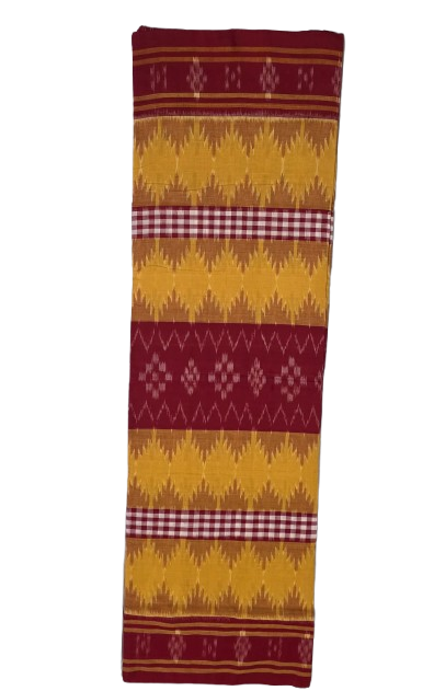 Sambalpuri Cotton Saree - Mustard & Maroon